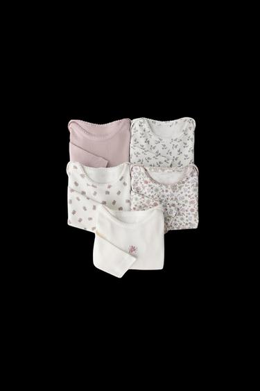 Zara FIVE-PACK OF FLORAL BODYSUITS - Pink - Image 0