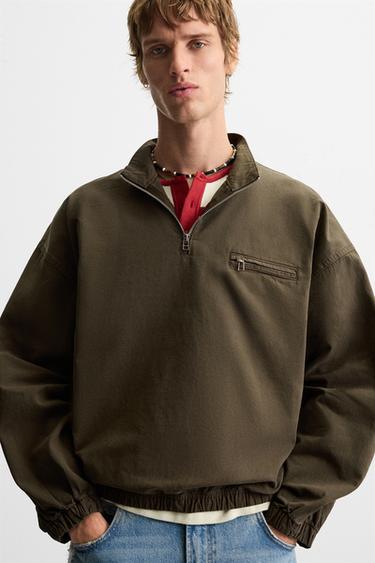 FADED QUARTER-ZIP JACKET - Brown by Zara