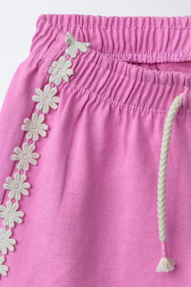 HEAVY WEIGHT PLUSH FLORAL BERMUDA SHORTS - Mid-pink by Zara - Image 2
