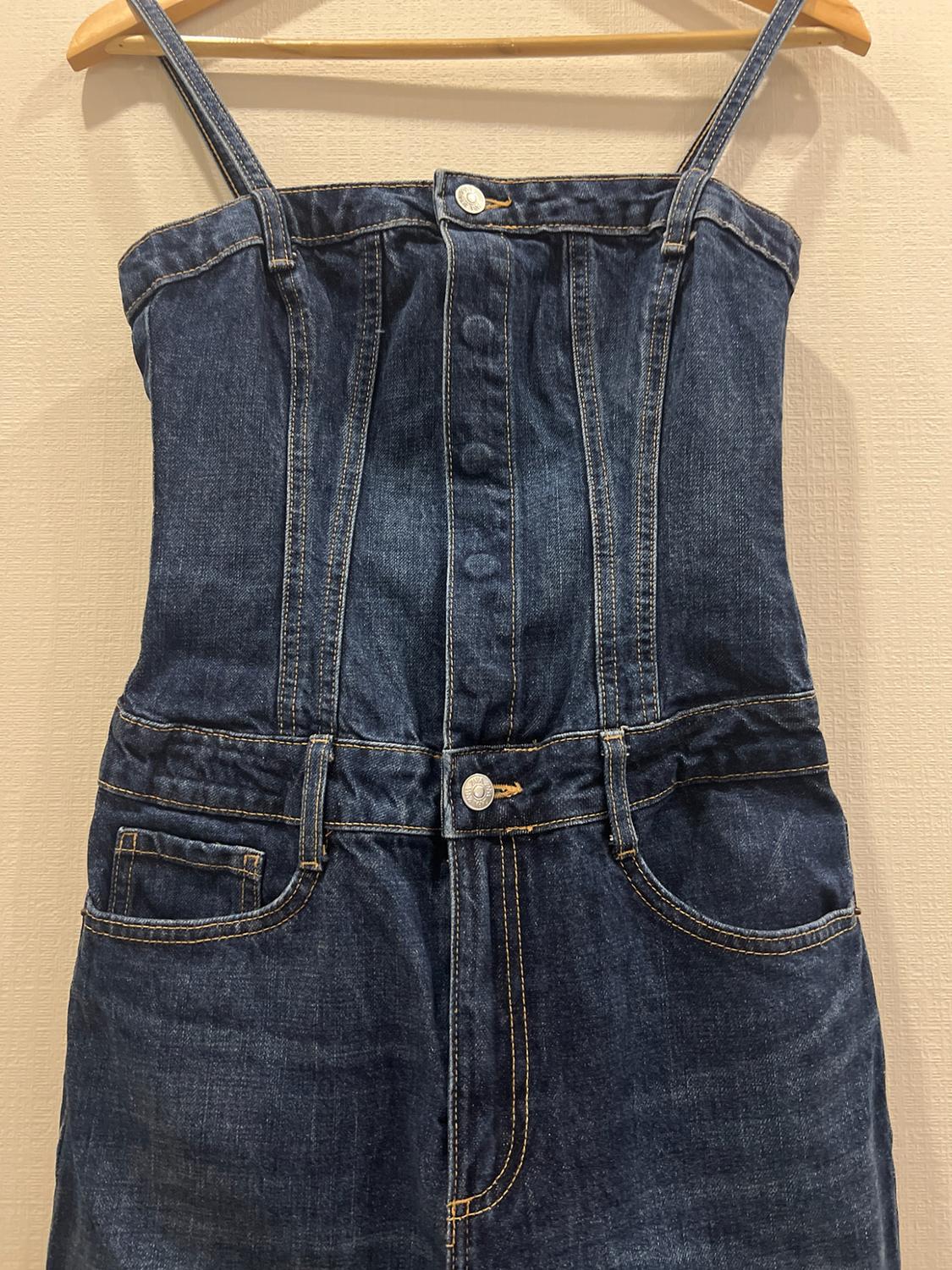LONG TRF DENIM JUMPSUIT WITH BELT - Image 4