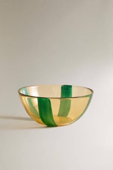 GLAS SCHALE STREIFEN - Grün von Zara