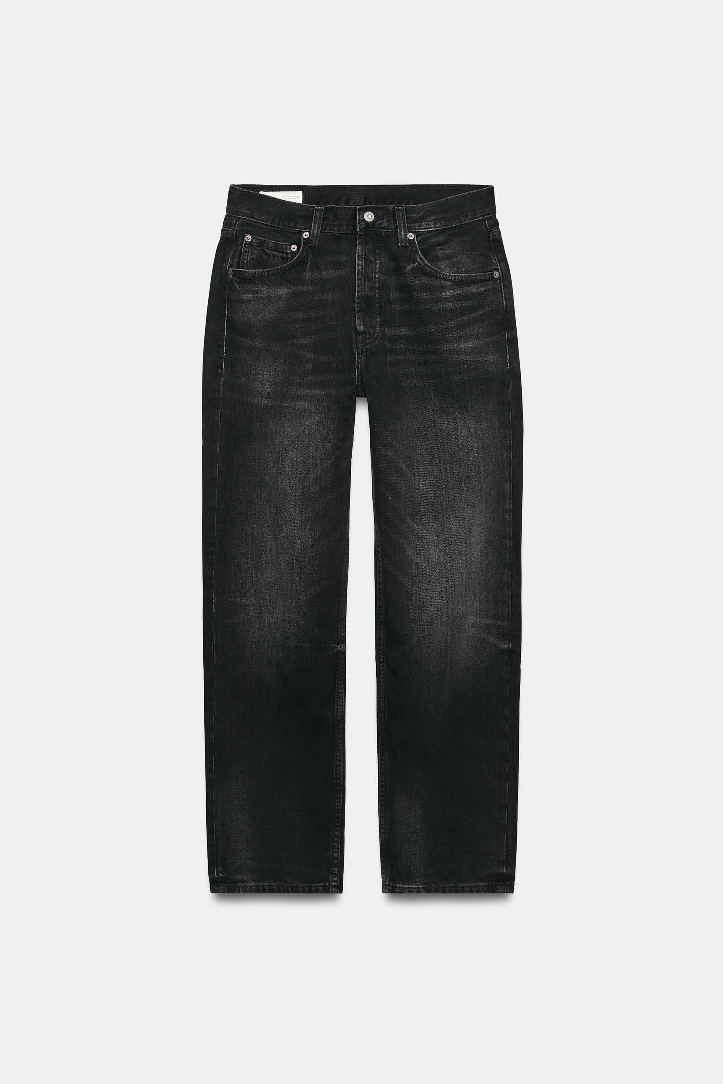 Женские джинсы Zara Trf Mid-Rise Straight Fit, цвет: Чёрный — фото 6