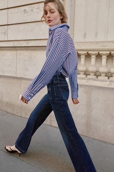 CHEMISE OXFORD À RAYURES - Rouge / Noir de Zara - Image 4