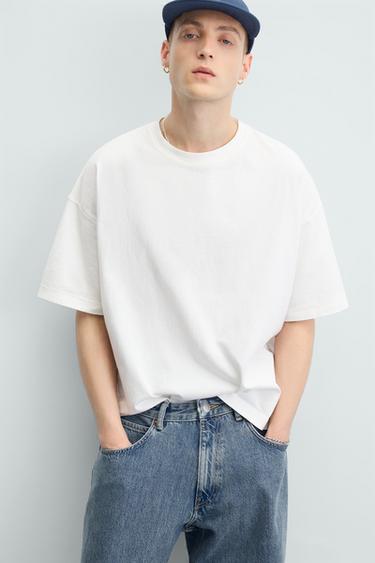 T-SHIRT BOXY FIT LAVÉ LIGHT WEIGHT - Blanc cassé de Zara - Image 4