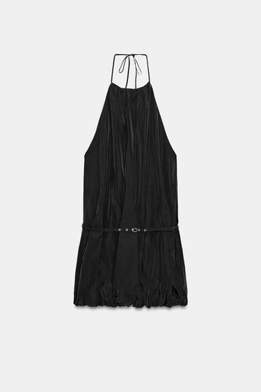 HALTER BALLOON DRESS - Black by Zara - Image 3