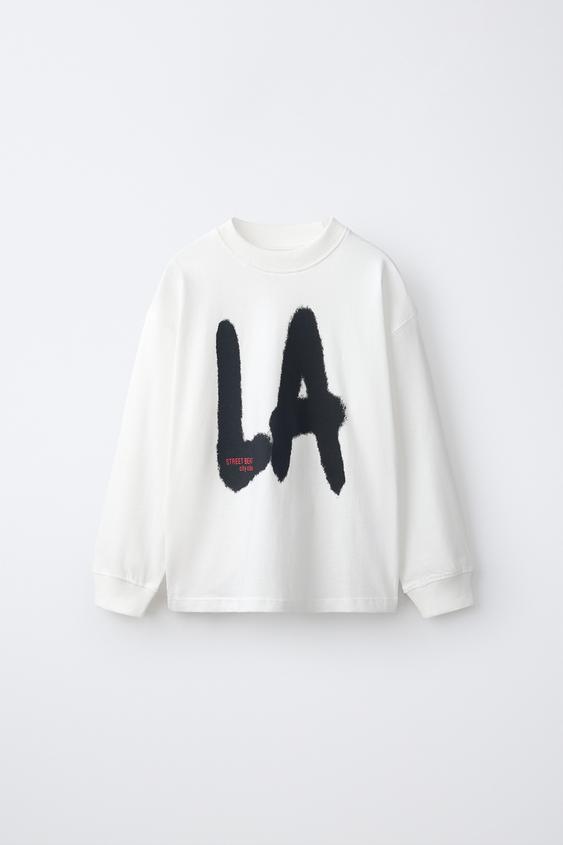 T-SHIRT ESTAMPADA GRAFFITI - Branco-marfim da Zara - Imagem 0