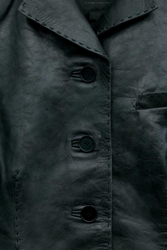 BLAZER CUIR 100% SURPIQÛRES ZW COLLECTION - Noir délavé de Zara - Image 8