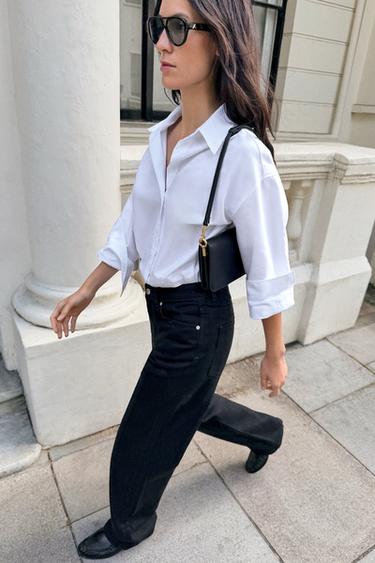 Z1975 REGULAR JEANS MED HØJ TALJE OG EKSTRA LÆNGDE - Sort fra Zara