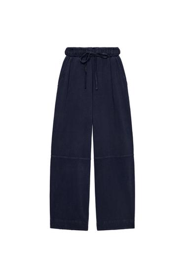 COTTON BALLOON TROUSERS - Blue by Zara