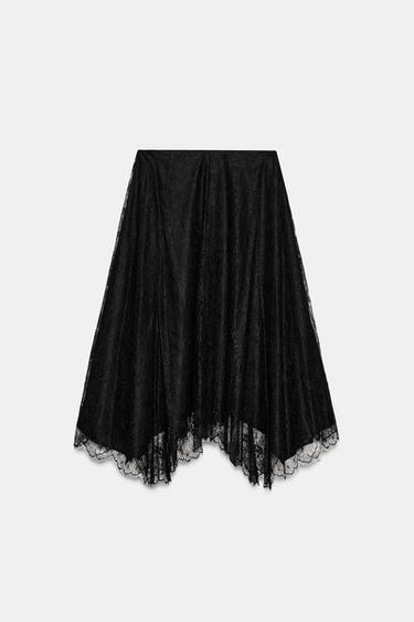 ZW COLLECTION LACE MIDI SKIRT - Black by Zara