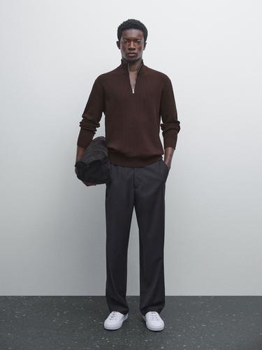 Jersey punto cuello mock - Burdeos de Zara - Imagen 0
