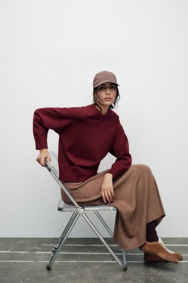 PLAIN KNIT SWEATSHIRT - Burgundy by Zara - Image 0