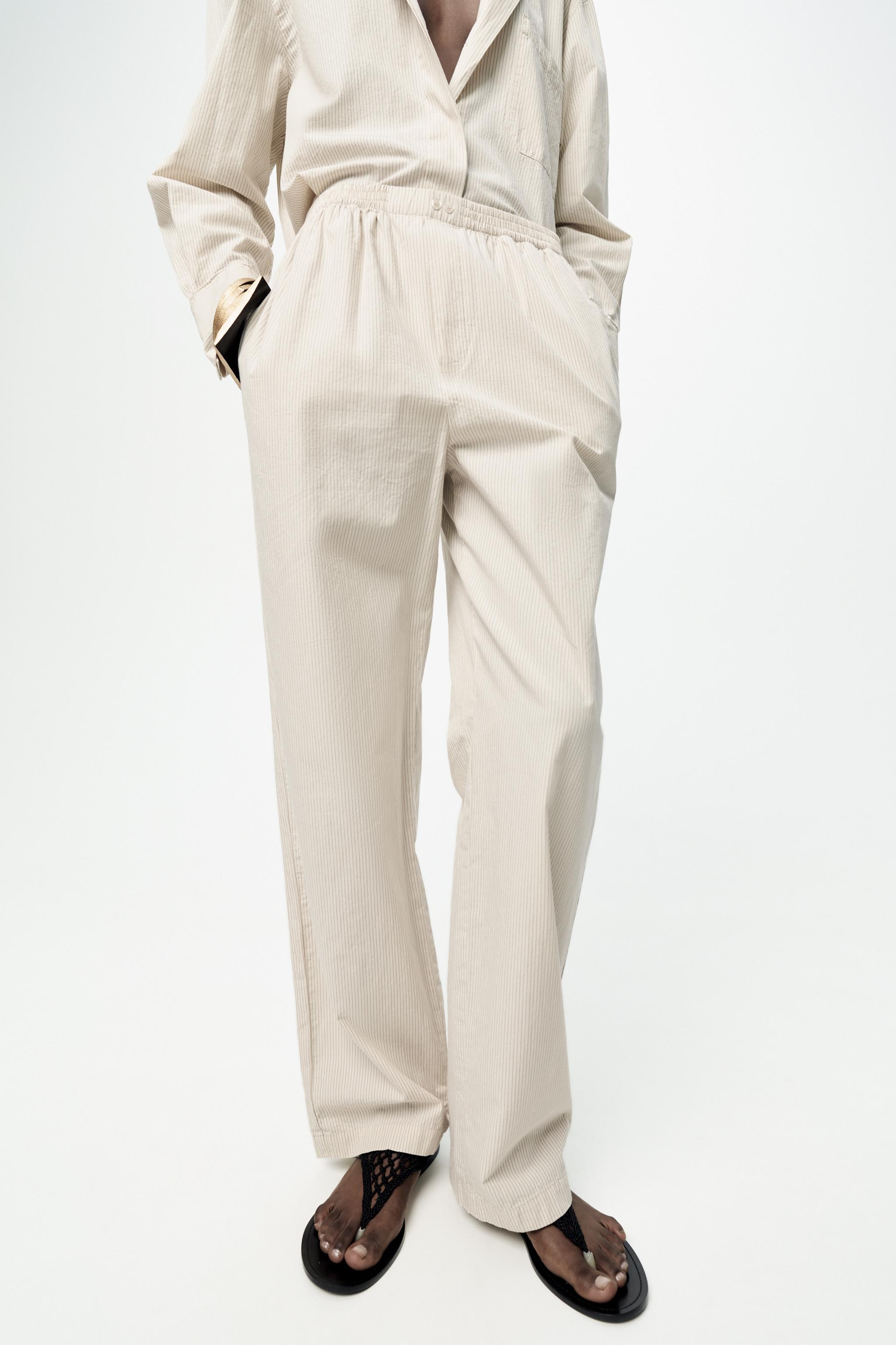 ZARA WOMAN NWT SS23 OYSTER WHITE WIDE LEG PANTS WITH DARTS ALL SIZES  8372/124