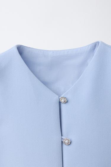 GILET À BOUTON BIJOU - Bleu / Lavande de Zara - Image 2