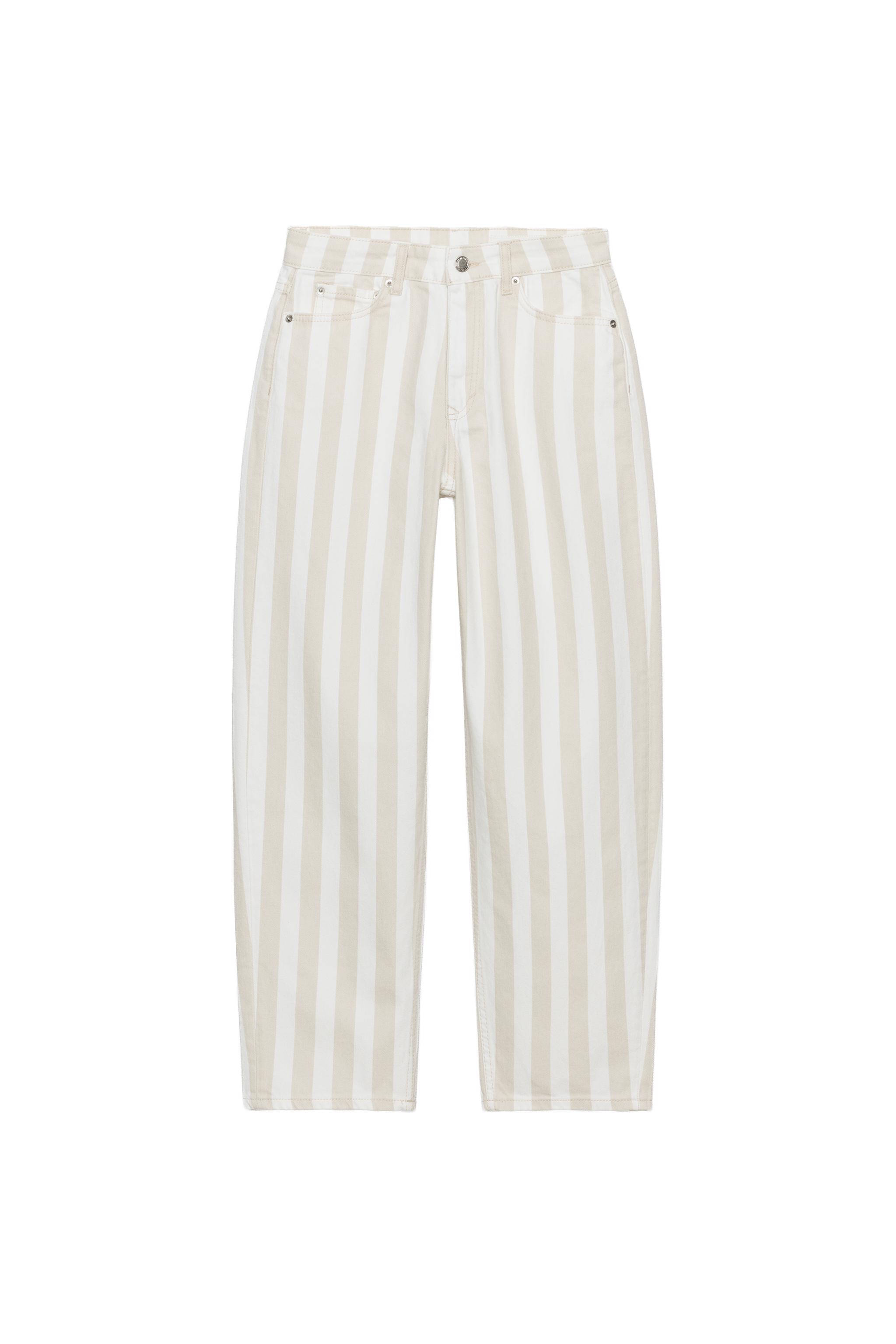 ZW COLLECTION MID-RISE STRIPED TAPERED JEANS - Mid-ecru | ZARA