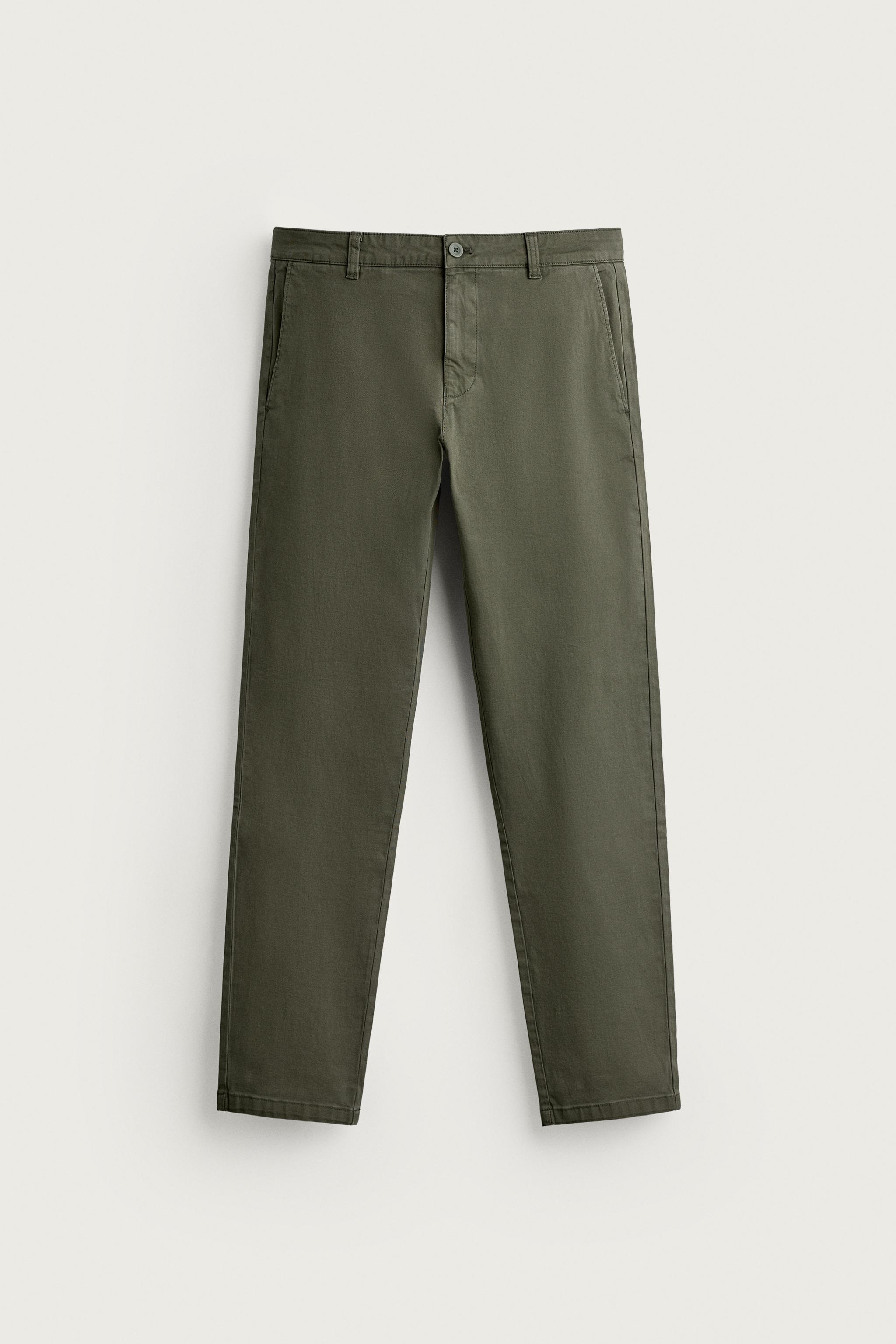 SKINNY FIT CHINO PANTS — Green