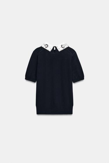 JERSEY PUNTO ABALORIOS JOYA - Marino de Zara