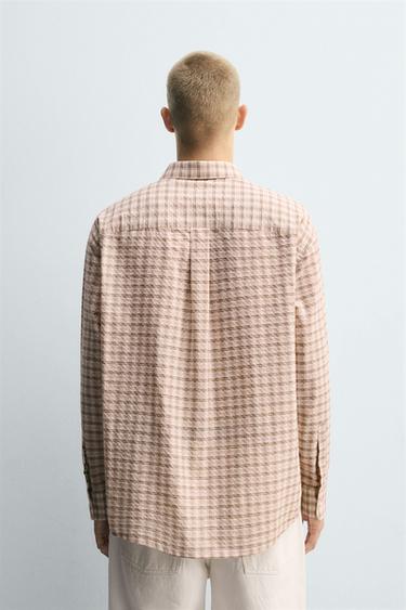 TEXTURED CHECK SHIRT - Sand by Zara - Image 2