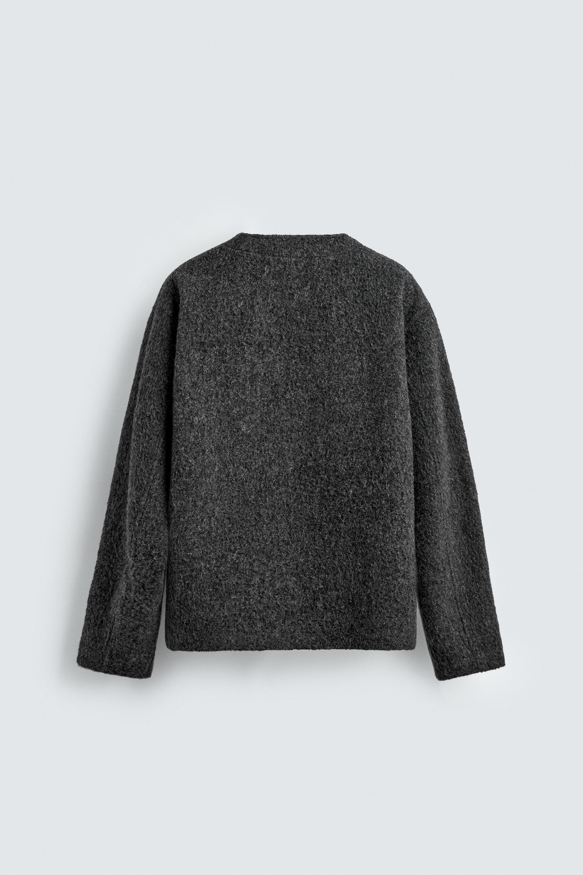 TEXTURED WOOL BLEND CARDIGAN