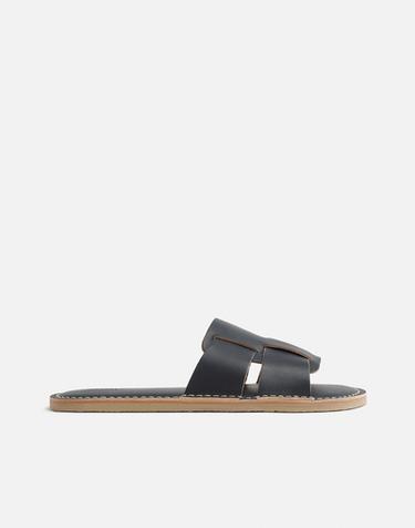 Zara LEATHER SANDALS - Blue