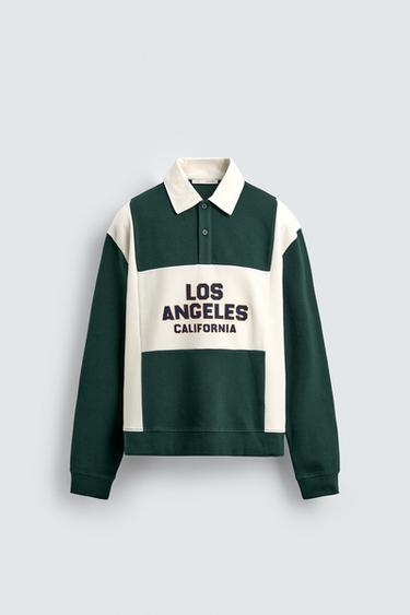 POLO COLOR BLOCK ESTAMPADA - Verde da Zara