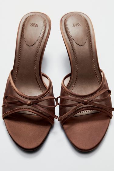 Zaras SANDALER MED NÄTTYG OCH ROSETT - Brun