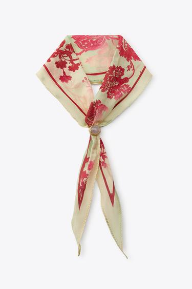 BANDANA ESTAMPADA CON SEDA PIEDRA - Granate de Zara