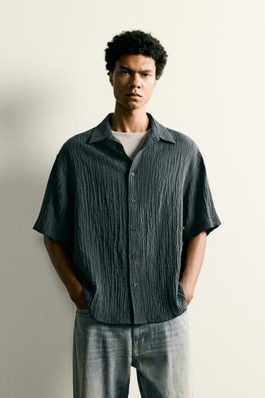 CAMISA RELAXED FIT AMB RELLEU - Blau de Zara
