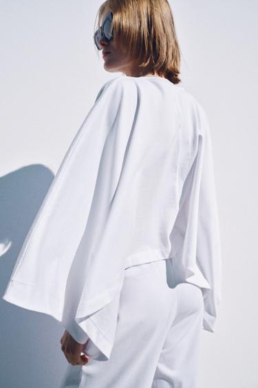 TOP CAPE VOLUME COTON ÉPAIS - Blanc de Zara - Image 2