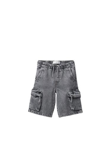 URBAN DENIM CARGO BERMUDA SHORTS - Mid-grey by Zara