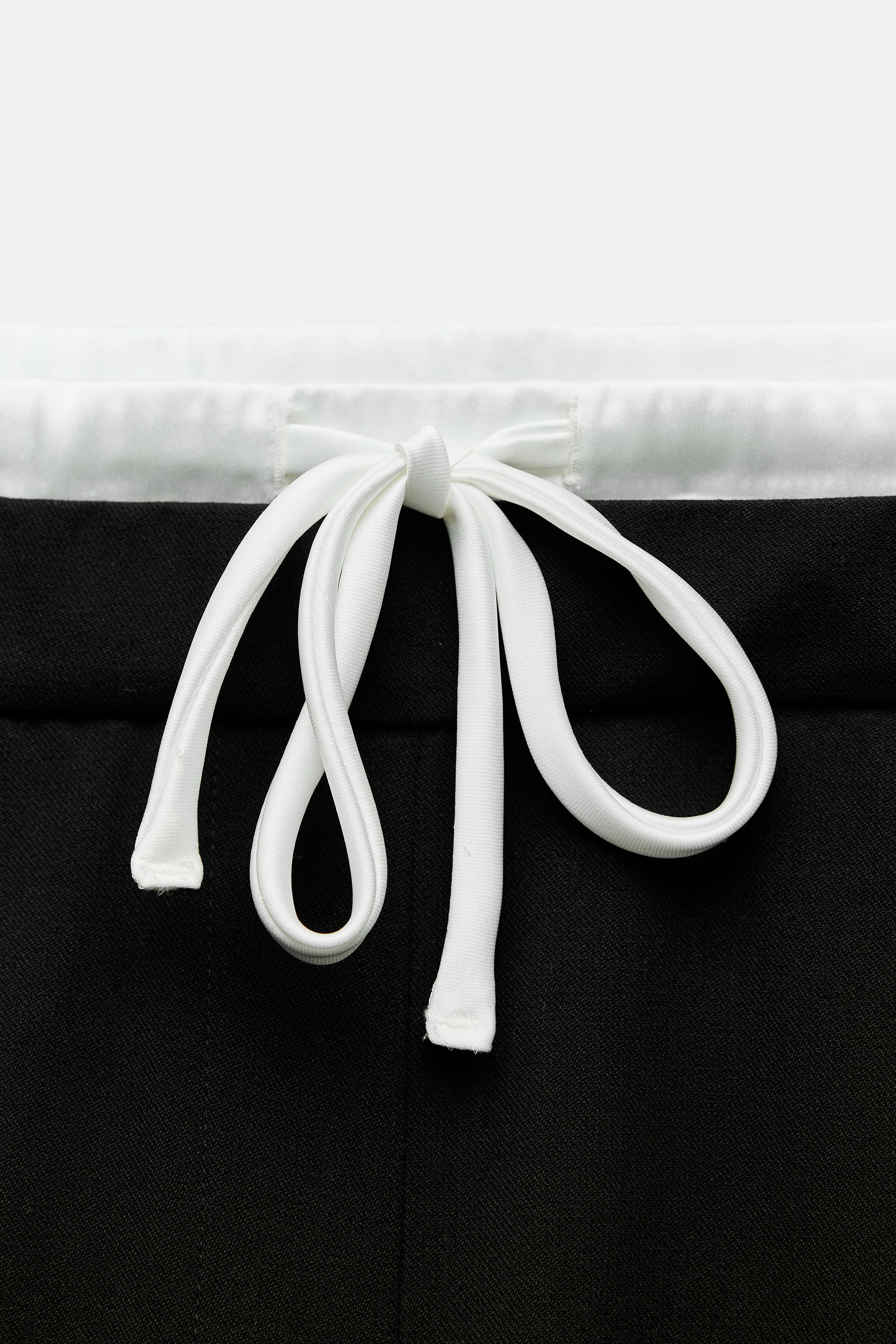 Женские брюки Zara DOUBLE WAISTBAND WIDE-LEG TROUSERS — фото 9