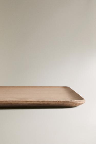 RECTANGULAR NON-SLIP WOODEN TRAY - Light beige by Zara - Image 3
