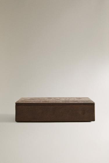 LARGE WOODEN BOX WITH LID - Dark brown by Zara