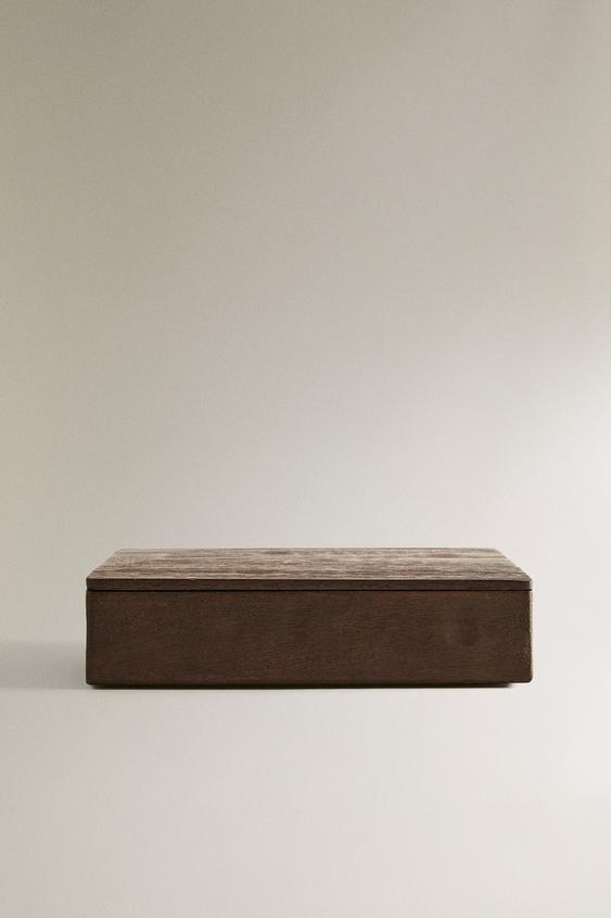 BOÎTE EN BOIS GRAND COUVERCLE - Marron foncé de Zara - Image 0