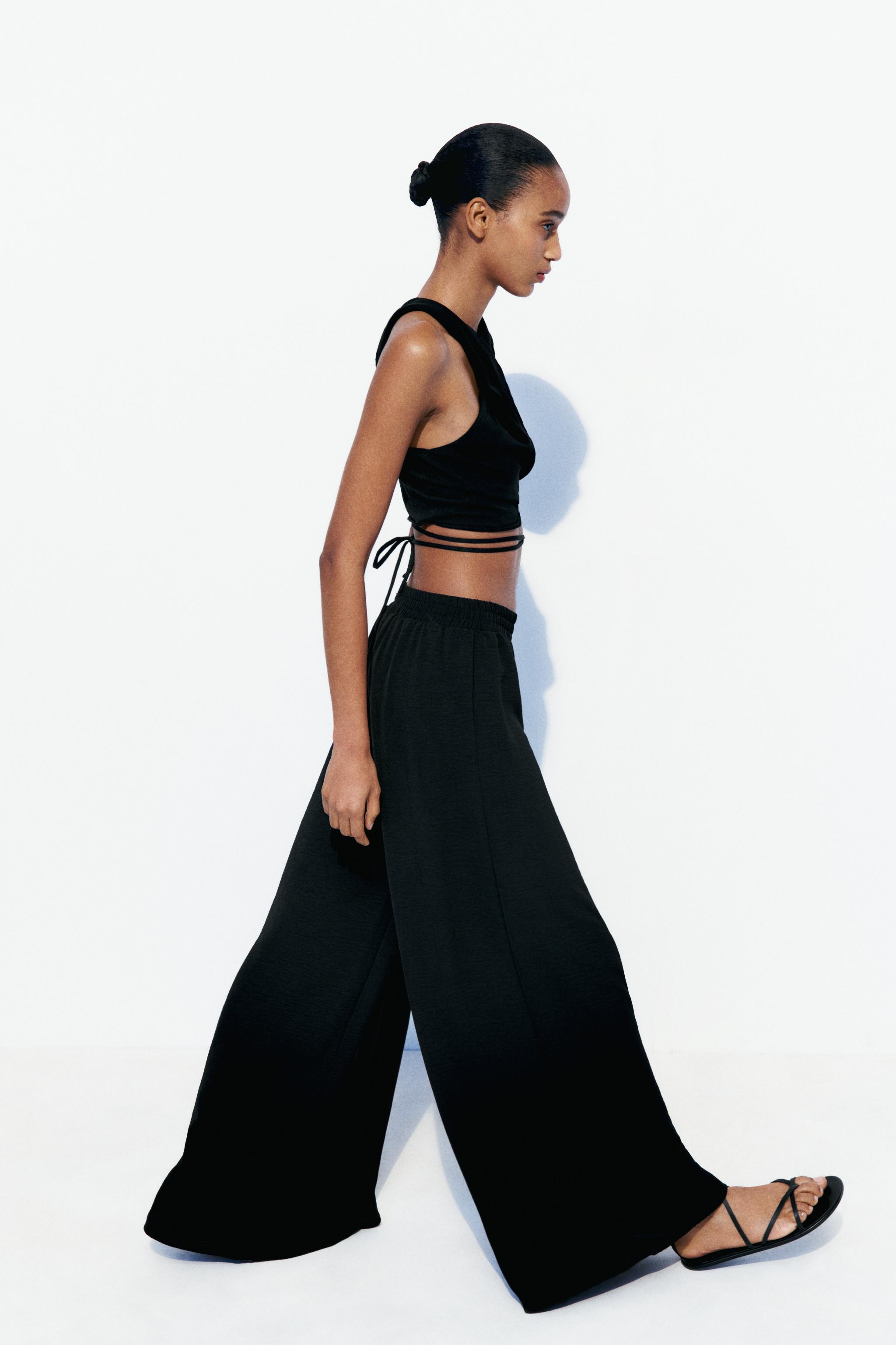 Zara, Pants & Jumpsuits, Zara 223 In Stores Now 69 Oatmeal Wide Leg Linen  High Waist Pants Xs Capri New