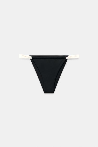 CONTRAST BANDEAU BIKINI BOTTOMS - Black by Zara - Image 1