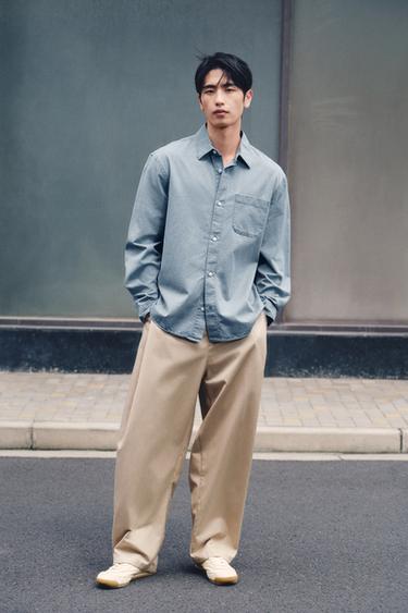 Zara 打褶氣球版型長褲 - 米色