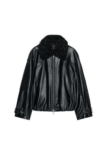 ΜΠΟΥΦΑΝ BOMBER ΜΕ ΥΦΗ ΔΕΡΜΑΤΟΣ ZW COLLECTION