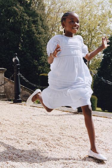 RAMIE DRESS WITH PINTUCKS AND LACE TRIM - Neon blue by Zara