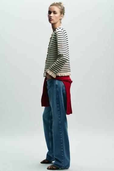 RUFFLE TRIM CARDIGAN - striped by Zara - Image 4