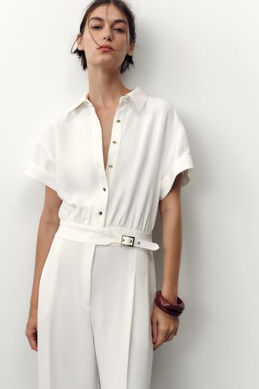 COMBINAISON LONGUE CRÊPE - Blanc cassé de Zara - Image 1