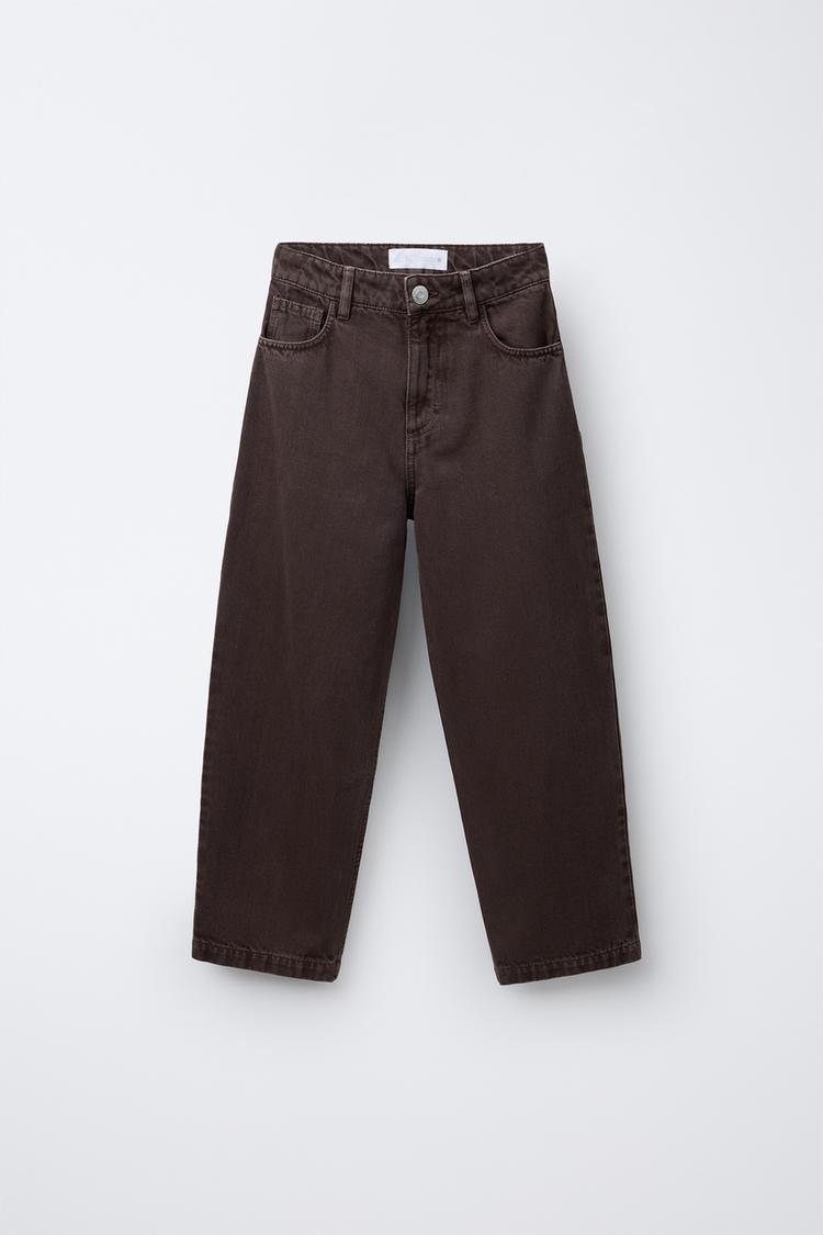 PANTALONI DENIM BAGGY RELAXED Marrone ZARA Italia Italy