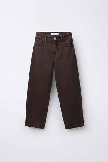 PANTALÓN DENIM BAGGY RELAXED - Marrón de Zara