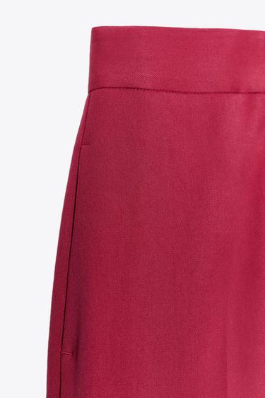 Zara HIGH-WAISTED CULOTTE PANTS - Raspberry