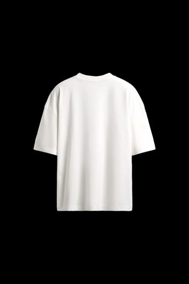 Zara EMBROIDERED PRINT T-SHIRT - White