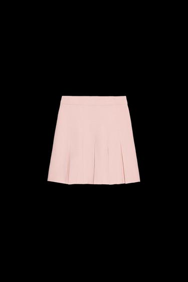 Zara BOX PLEAT KNIT MINI SKIRT - Pastel pink - Image 0