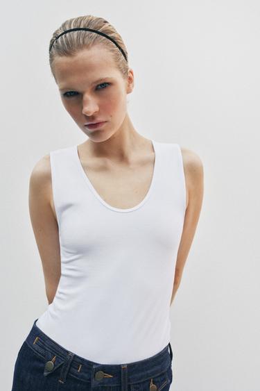 ФУТБОЛКА БЕЗ РУКАВОВ — БЕЛЫЙ от Zara