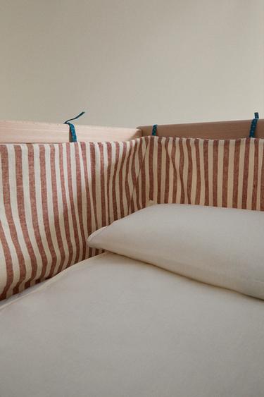 STRIPED LINEN AND COTTON BABY COT BUMPER COVER - Brick by Zara - Image 1
