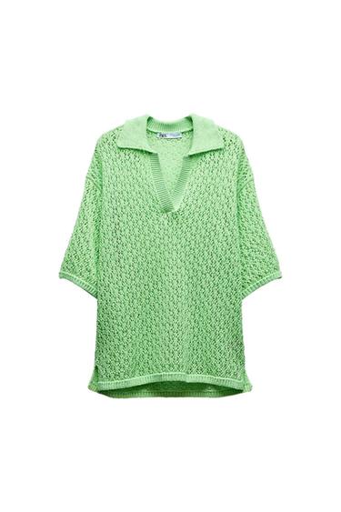ΜΠΛΟΥΖΑ ΠΟΛΟ OVERSIZE ΜΕ ΠΛΕΞΗ POINTELLE