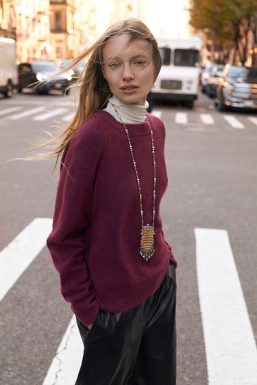 WOOL AND ALPACA JUMPER - Pink by Zara